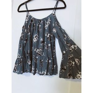 floral open shoulder top